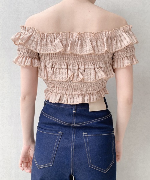 lilLilly（リルリリー）の「オーガンジーフリルオフショルトップス（シャツ/ブラウス・レディース・ホワイト/ブラック/ピンク・FREE）」の14枚目の写真