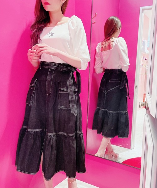 lilLilly（リルリリー）の「フレアデニムロングスカート（デニム