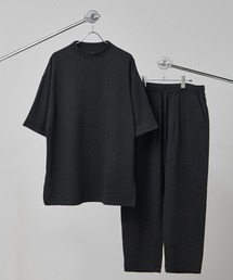 Loungewear tokyo | 【ラウンジウェアセットアップ】リラックス カットサッカー地 モックネック半袖Tシャツ×ラウンジイージーパンツ ワンマイルウェア(ルームウェア/パジャマ)