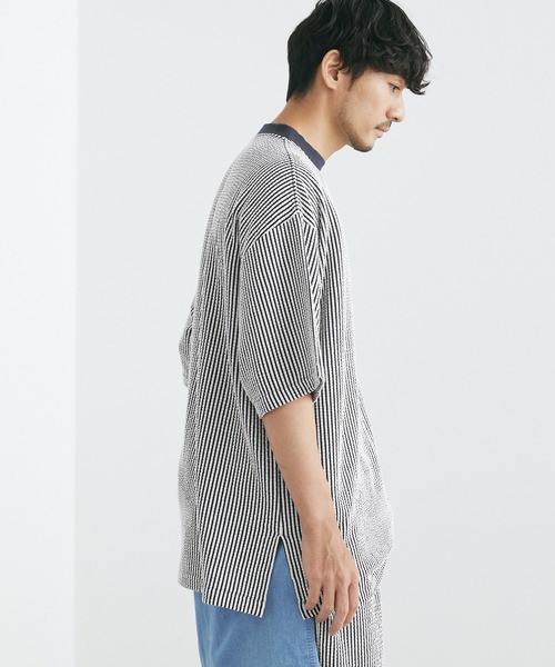 Loungewear tokyo(ラウンジウェアトウキョウ)の「【ラウンジウェアセットアップ】リラックス カットサッカー地 モックネック半袖Tシャツ×ラウンジイージーパンツ ワンマイルウェア(ルームウェア/パジャマ・メンズ・ブラック/ネイビー/ホワイト系その他/グレー系その他/ホワイト系その他2・M/L/XL)」の13枚目の写真