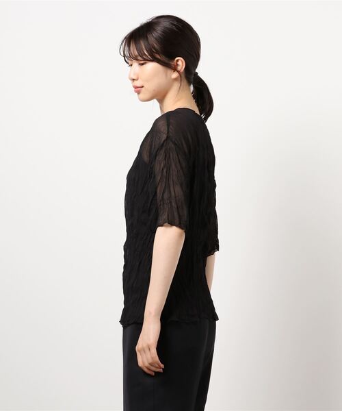 NOMAE（ノーマエ）の「【NOMAE】ワッシャーシアートップス（Tシャツ/カットソー・レディース・ブラウン/ブラック/ホワイト/ライトグリーン・FREE）」の5枚目の写真