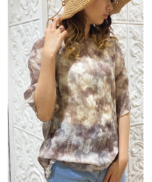 NOMAE（ノーマエ）の「【NOMAE】ワッシャーシアートップス（Tシャツ/カットソー・レディース・ブラウン/ブラック/ホワイト/ライトグリーン・FREE）」の3枚目の写真