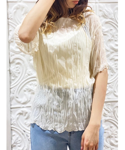 NOMAE（ノーマエ）の「【NOMAE】ワッシャーシアートップス（Tシャツ/カットソー・レディース・ブラウン/ブラック/ホワイト/ライトグリーン・FREE）」の7枚目の写真