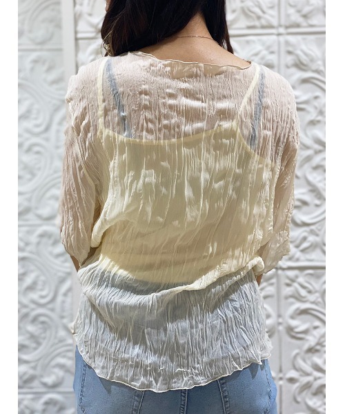 NOMAE（ノーマエ）の「【NOMAE】ワッシャーシアートップス（Tシャツ/カットソー・レディース・ブラウン/ブラック/ホワイト/ライトグリーン・FREE）」の8枚目の写真