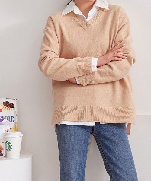 fd style（エフディ スタイル）の「【Chuzchuz】パーソナルVネックニット（ニット/セーター・レディース・スカイブルー/ベージュ/ネイビー/ピンク/アイボリー/ミント/パープル系その他・FREE）」の15枚目の写真