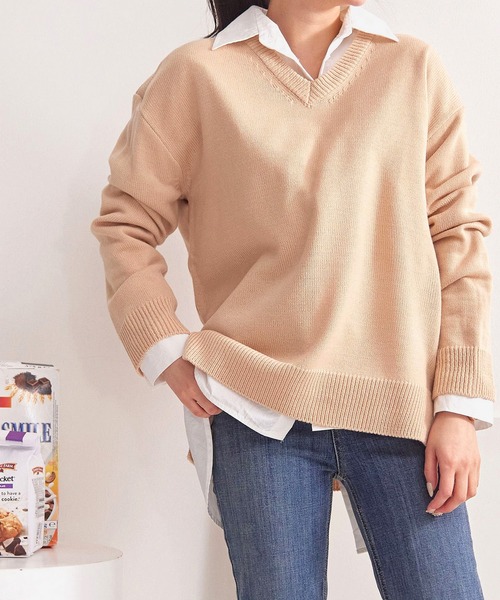 fd style（エフディ スタイル）の「【Chuzchuz】パーソナルVネックニット（ニット/セーター・レディース・スカイブルー/ベージュ/ネイビー/ピンク/アイボリー/ミント/パープル系その他・FREE）」の19枚目の写真