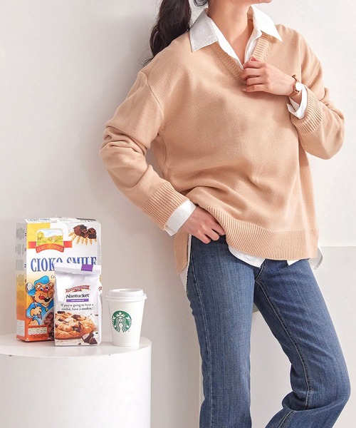 fd style（エフディ スタイル）の「【Chuzchuz】パーソナルVネックニット（ニット/セーター・レディース・スカイブルー/ベージュ/ネイビー/ピンク/アイボリー/ミント/パープル系その他・FREE）」の12枚目の写真