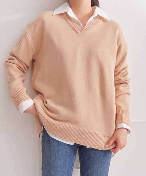 fd style（エフディ スタイル）の「【Chuzchuz】パーソナルVネックニット（ニット/セーター・レディース・スカイブルー/ベージュ/ネイビー/ピンク/アイボリー/ミント/パープル系その他・FREE）」の9枚目の写真