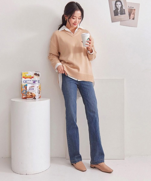 fd style（エフディ スタイル）の「【Chuzchuz】パーソナルVネックニット（ニット/セーター・レディース・スカイブルー/ベージュ/ネイビー/ピンク/アイボリー/ミント/パープル系その他・FREE）」の20枚目の写真