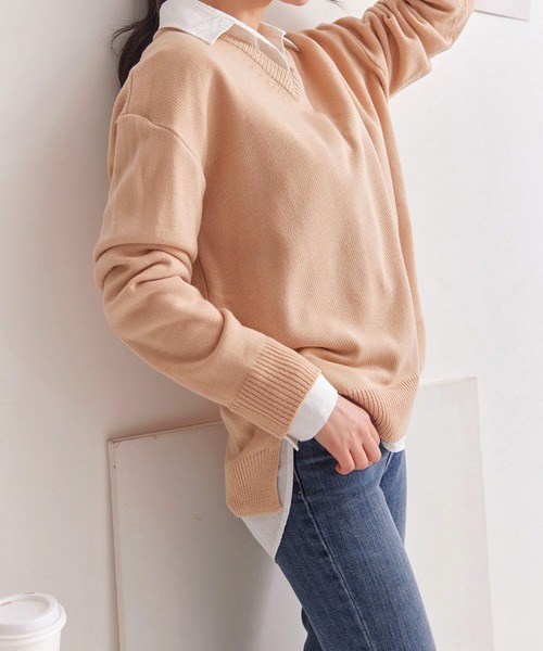 fd style（エフディ スタイル）の「【Chuzchuz】パーソナルVネックニット（ニット/セーター・レディース・スカイブルー/ベージュ/ネイビー/ピンク/アイボリー/ミント/パープル系その他・FREE）」の13枚目の写真