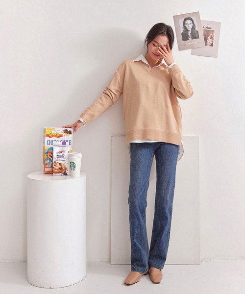 fd style（エフディ スタイル）の「【Chuzchuz】パーソナルVネックニット（ニット/セーター・レディース・スカイブルー/ベージュ/ネイビー/ピンク/アイボリー/ミント/パープル系その他・FREE）」の17枚目の写真