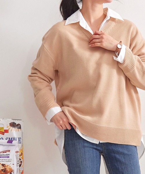 fd style（エフディ スタイル）の「【Chuzchuz】パーソナルVネックニット（ニット/セーター・レディース・スカイブルー/ベージュ/ネイビー/ピンク/アイボリー/ミント/パープル系その他・FREE）」の21枚目の写真