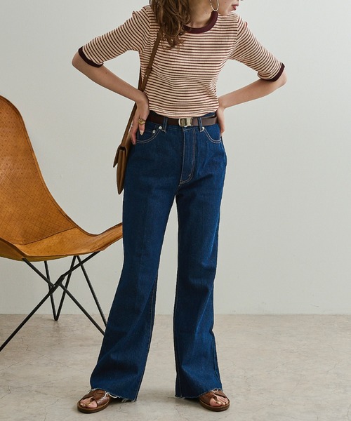 Ambre Neige（アンブルネージュ）の「テレコボーダーリンガーTEE／【WEB/EC限定商品】（Tシャツ/カットソー・レディース・レッド/ホワイト/ライトブラウン・FREE）」の9枚目の写真