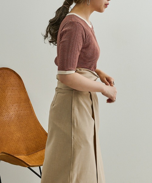 Ambre Neige（アンブルネージュ）の「テレコボーダーリンガーTEE／【WEB/EC限定商品】（Tシャツ/カットソー・レディース・レッド/ホワイト/ライトブラウン・FREE）」の15枚目の写真