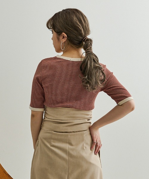 Ambre Neige（アンブルネージュ）の「テレコボーダーリンガーTEE／【WEB/EC限定商品】（Tシャツ/カットソー・レディース・レッド/ホワイト/ライトブラウン・FREE）」の13枚目の写真