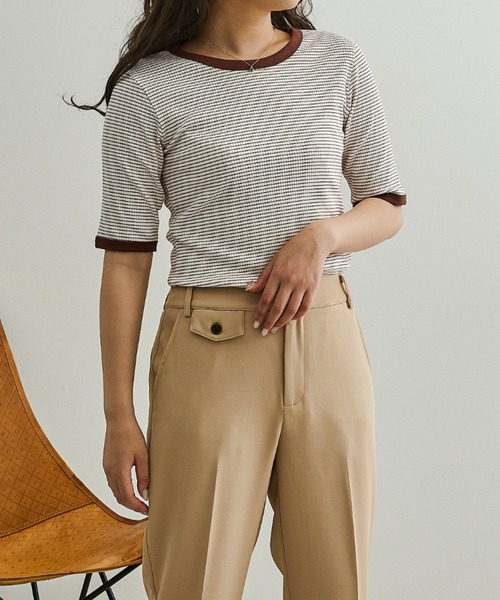 Ambre Neige（アンブルネージュ）の「テレコボーダーリンガーTEE／【WEB/EC限定商品】（Tシャツ/カットソー・レディース・レッド/ホワイト/ライトブラウン・FREE）」の12枚目の写真