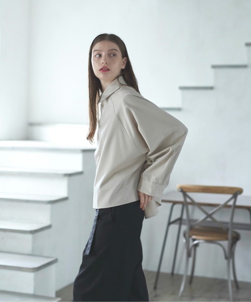 DOOPZ(ドープス)の「WIDE SLEEVE RAGLAN SHORT SHIRT / ワイドスリーブラグランショートシャツ(シャツ/ブラウス・メンズ・チャコールグレー/ベージュ・SMALL/MEDIUM/LARGE)」の18枚目の写真