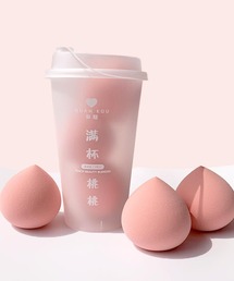 juweel（ユウェル）の「ティーカップ入り ピーチスポンジ 3個入り（パフ・スポンジ）」