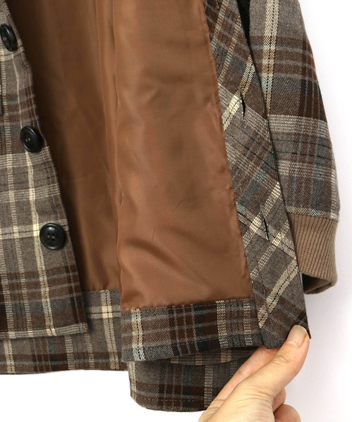 MAKE YOUR DAY（メイクユアデイ）の「チェックCPOジャケット■80～140cm（その他アウター・キッズ・ブラウン/グリーン・90/100/110/120/80/130/140）」の12枚目の写真