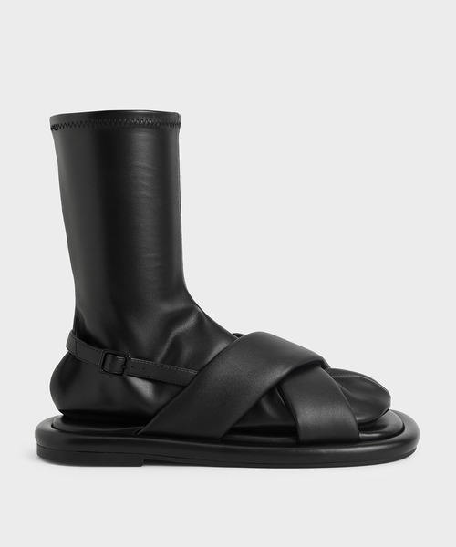 CHARLES&KEITH ルシルプラットフォームカーフブーツ CHARLES & KEITH ルシルプラットフォーム カーフブーツ （Black