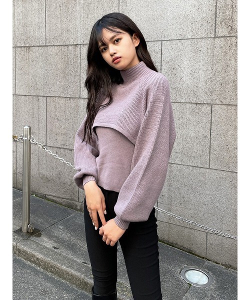 ENVYM（アンビー）の「ハイネックレイヤーニットＰＯ（ニット/セーター・レディース・ホワイト/ブラック/グレー・FREE）」の3枚目の写真