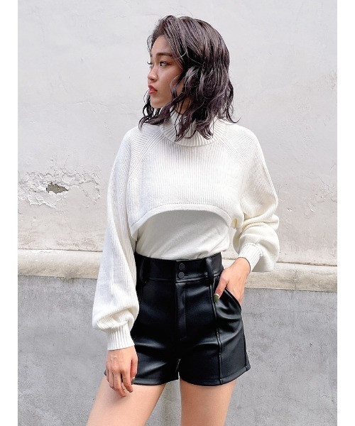 ENVYM（アンビー）の「ハイネックレイヤーニットＰＯ（ニット/セーター・レディース・ホワイト/ブラック/グレー・FREE）」の11枚目の写真