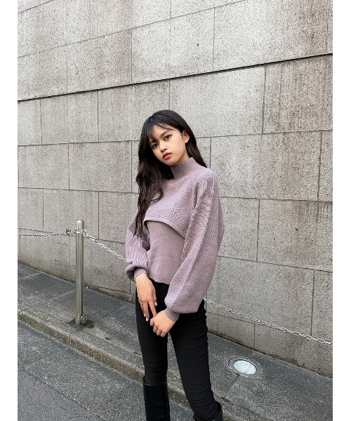 ENVYM（アンビー）の「ハイネックレイヤーニットＰＯ（ニット/セーター・レディース・ホワイト/ブラック/グレー・FREE）」の17枚目の写真