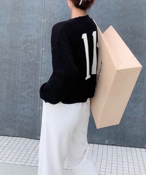 Diosfront（ディオスフロント）の「バックカラージャガードVネックカーディガン（カーディガン/ボレロ・レディース・ホワイト/ブラック/ベージュ・FREE）」の7枚目の写真