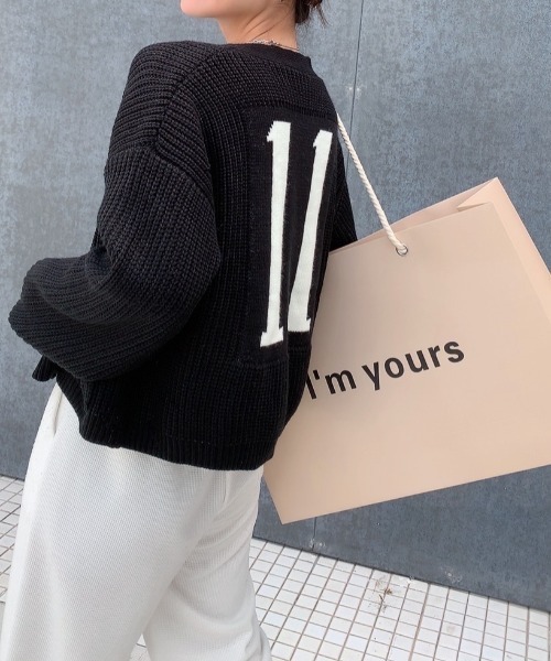 Diosfront（ディオスフロント）の「バックカラージャガードVネックカーディガン（カーディガン/ボレロ・レディース・ホワイト/ブラック/ベージュ・FREE）」の8枚目の写真