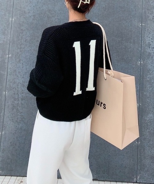 Diosfront（ディオスフロント）の「バックカラージャガードVネックカーディガン（カーディガン/ボレロ・レディース・ホワイト/ブラック/ベージュ・FREE）」の18枚目の写真