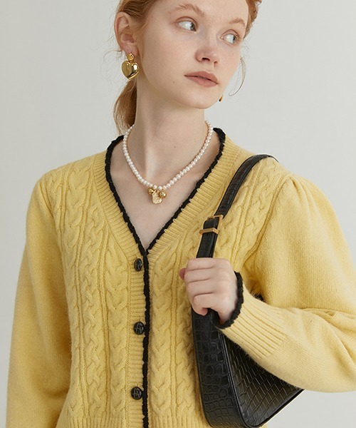 Fano Studios】V neck cable knitted cardigan FQ21S069-ファッション