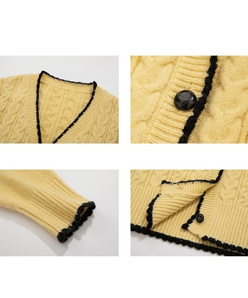 Fano Studios(ファノ ストゥディオズ)の「【Fano Studios】V neck cable knitted cardigan FQ21S069(カーディガン/ボレロ・レディース・イエロー・S/M/L)」の12枚目の写真