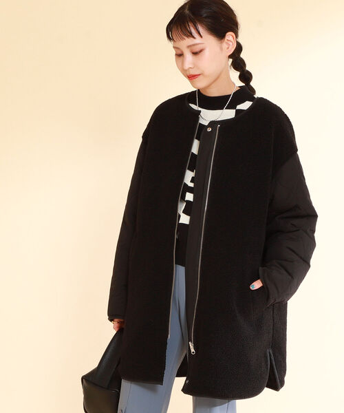 Ray BEAMS(レイビームス)の「Ray BEAMS / ボア リバーシブル コート(ノーカラーコート・レディース・ブラック/オリーブ・1/0)」の18枚目の写真