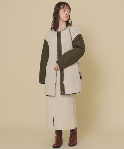 Ray BEAMS(レイビームス)の「Ray BEAMS / ボア リバーシブル コート(ノーカラーコート・レディース・ブラック/オリーブ・1/0)」の19枚目の写真