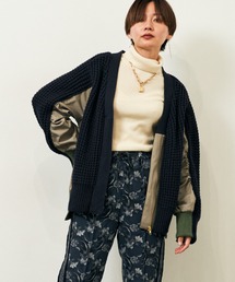 HERENCIA | MA-1 ニットドッキング フロントジップ ジャケット カーディガン(ミリタリージャケット)