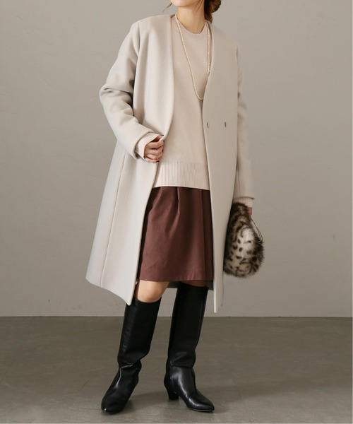 La TOTALITE（ラトータリテ）の「ウールナイロンVネックカラーコート◆（ノーカラーコート・レディース・ピンク/グレー/ナチュラル・38/36）」の2枚目の写真