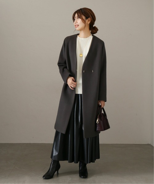 La TOTALITE（ラトータリテ）の「ウールナイロンVネックカラーコート◆（ノーカラーコート・レディース・ピンク/グレー/ナチュラル・38/36）」の8枚目の写真