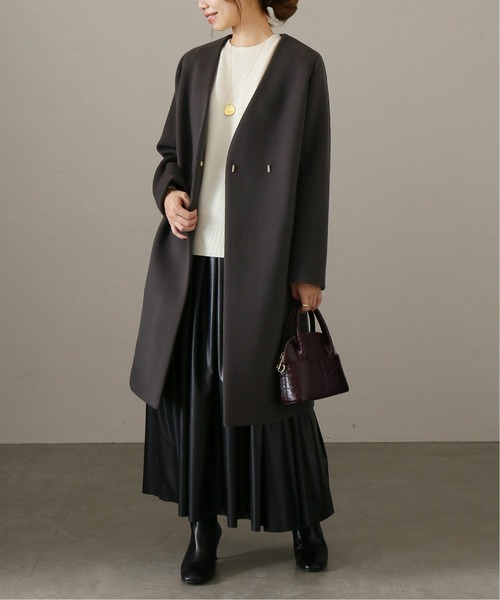 La TOTALITE（ラトータリテ）の「ウールナイロンVネックカラーコート◆（ノーカラーコート・レディース・ピンク/グレー/ナチュラル・38/36）」の9枚目の写真