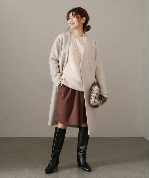 La TOTALITE（ラトータリテ）の「ウールナイロンVネックカラーコート◆（ノーカラーコート・レディース・ピンク/グレー/ナチュラル・38/36）」の13枚目の写真