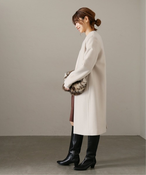 La TOTALITE（ラトータリテ）の「ウールナイロンVネックカラーコート◆（ノーカラーコート・レディース・ピンク/グレー/ナチュラル・38/36）」の14枚目の写真