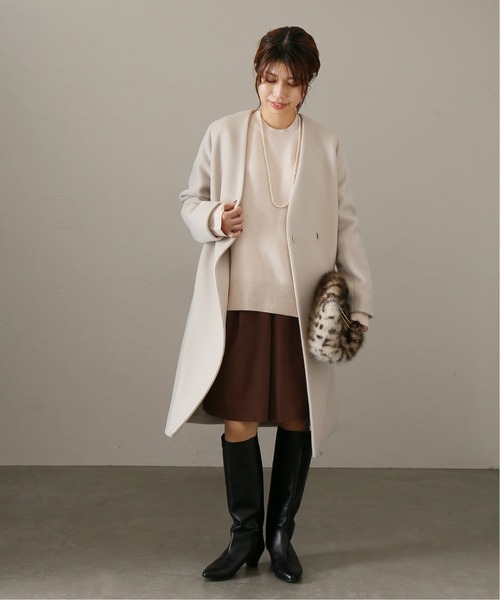 La TOTALITE（ラトータリテ）の「ウールナイロンVネックカラーコート◆（ノーカラーコート・レディース・ピンク/グレー/ナチュラル・38/36）」の17枚目の写真