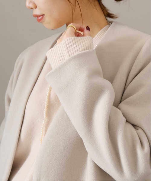 La TOTALITE（ラトータリテ）の「ウールナイロンVネックカラーコート◆（ノーカラーコート・レディース・ピンク/グレー/ナチュラル・38/36）」の19枚目の写真