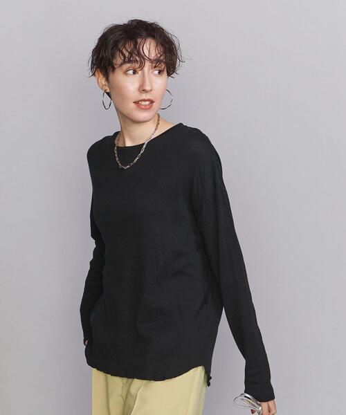 BEAUTY&YOUTH UNITED ARROWS(ビューティーアンドユースユナイテッドアローズ)の「BY コットンガーゼ クルーネックカットソー プルオーバー -ウォッシャブル-(Tシャツ/カットソー・レディース・ホワイト/ブラック/ダークブラウン・FREE)」の2枚目の写真