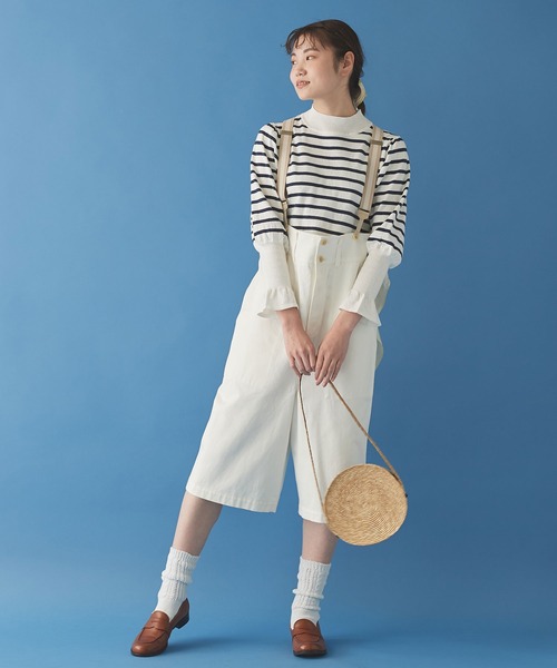 Malle(マル)の「malle Cotton/Linen leg-of-muttonセーター(ニット/セーター・レディース・ブラック/ライトカーキ/ホワイト×ネイビー・FREE)」の15枚目の写真