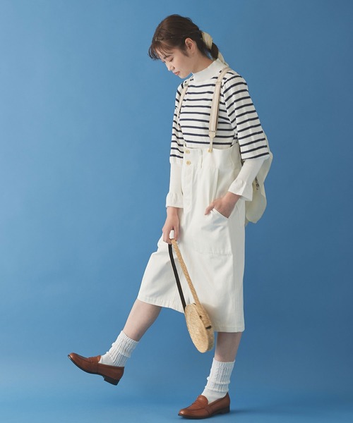 Malle(マル)の「malle Cotton/Linen leg-of-muttonセーター(ニット/セーター・レディース・ブラック/ライトカーキ/ホワイト×ネイビー・FREE)」の21枚目の写真