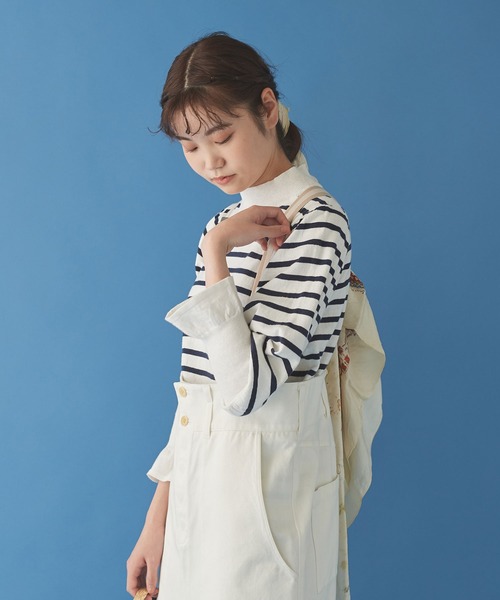 Malle(マル)の「malle Cotton/Linen leg-of-muttonセーター(ニット/セーター・レディース・ブラック/ライトカーキ/ホワイト×ネイビー・FREE)」の17枚目の写真