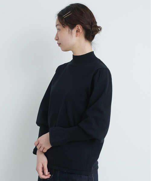Malle(マル)の「malle Cotton/Linen leg-of-muttonセーター(ニット/セーター・レディース・ブラック/ライトカーキ/ホワイト×ネイビー・FREE)」の12枚目の写真