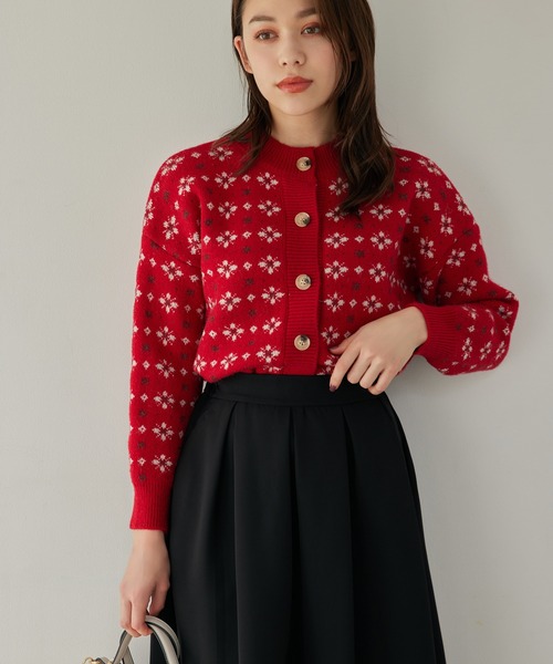 Edit Sheen(エディットシーン)の「ノルディック柄カーディガン(カーディガン/ボレロ・レディース・ネイビー/レッド・MEDIUM)」の6枚目の写真