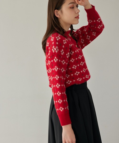 Edit Sheen(エディットシーン)の「ノルディック柄カーディガン(カーディガン/ボレロ・レディース・ネイビー/レッド・MEDIUM)」の10枚目の写真