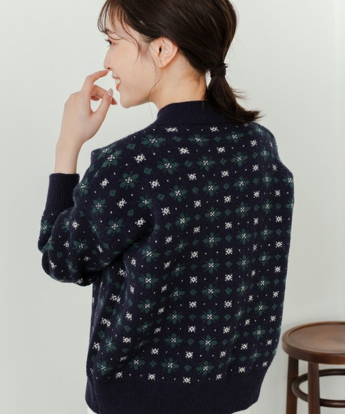 Edit Sheen(エディットシーン)の「ノルディック柄カーディガン(カーディガン/ボレロ・レディース・ネイビー/レッド・MEDIUM)」の11枚目の写真